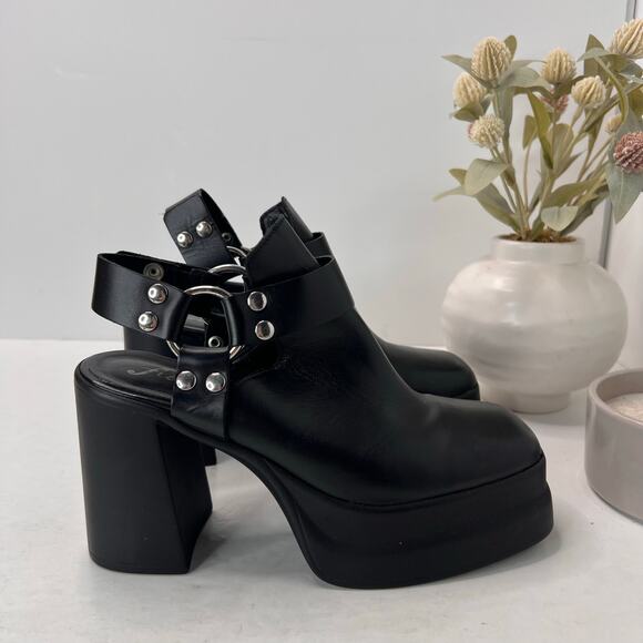 Free People Hybrid Leather Harness Booties Slingback Platform Black Women's 6.5 - Picture 3 of 11